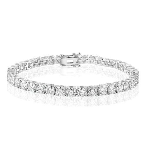 Sterling Silver Rhodium Plated 3MM Moissanite Stone Tennis Bracelet