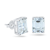 Sterling Silver Rhodium Plated Moissanite Stone Rectangular Earring
