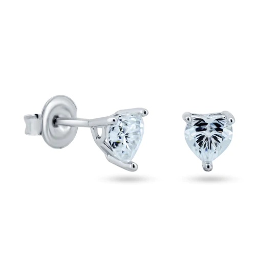 Sterling Silver Rhodium Plated Moissanite Stone Heart Earring