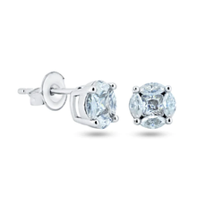 Load image into Gallery viewer, Sterling Silver Rhodium Plated 6.8MM Moissanite Stone Round Earring