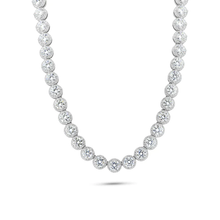 Load image into Gallery viewer, Sterling Silver Rhodium Plated Moissanite Stone Halo Tennis Necklace