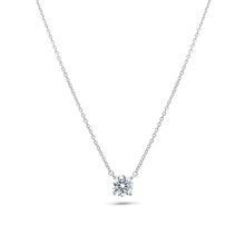 Load image into Gallery viewer, Sterling Silver Rhodium Plated Moissanite Stone Halo Necklace Length-16+2, Width-3mm