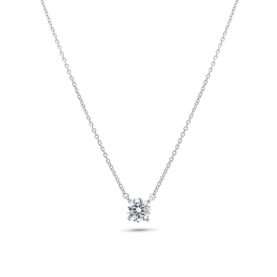 Sterling Silver Rhodium Plated Moissanite Stone Halo Necklace Length-16+2, Width-3mm