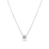 Sterling Silver Rhodium Plated Moissanite Stone Halo Necklace Length-16+2, Width-3mm