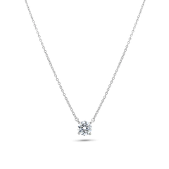 Sterling Silver Rhodium Plated Moissanite Stone Halo Necklace Length-16+2, Width-3mm