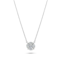 Sterling Silver Rhodium Plated Round Solitaire Moissanite Stone Necklace Length-16+2, Width-3mm