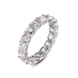 Sterling Silver Rhodium Moissanite Stone Eternity Band Ring Thickness-3.8mm, Dimensions-3.6mm