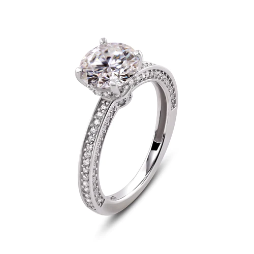 Sterling Silver Rhodium Moissanite Stone Engagement Ring Thickness-2.2mm, Dimensions-7.9mm