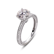 Load image into Gallery viewer, Sterling Silver Rhodium Moissanite Stone Engagement Ring Thickness-2.2mm, Dimensions-7.9mm