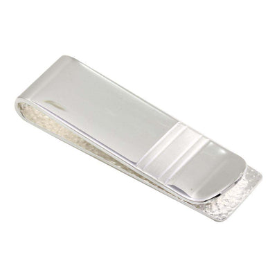 Sterling Silver Rhodium Plated Money Clip with Matte Bar