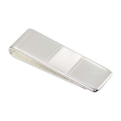Sterling Silver Rhodium Plated Matte Bar Moneyclip