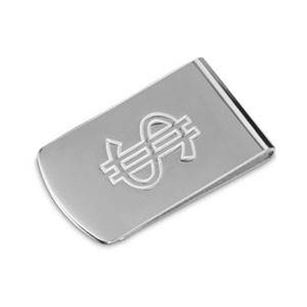 Sterling Silver High Polished Money Clip With Dollar Sign