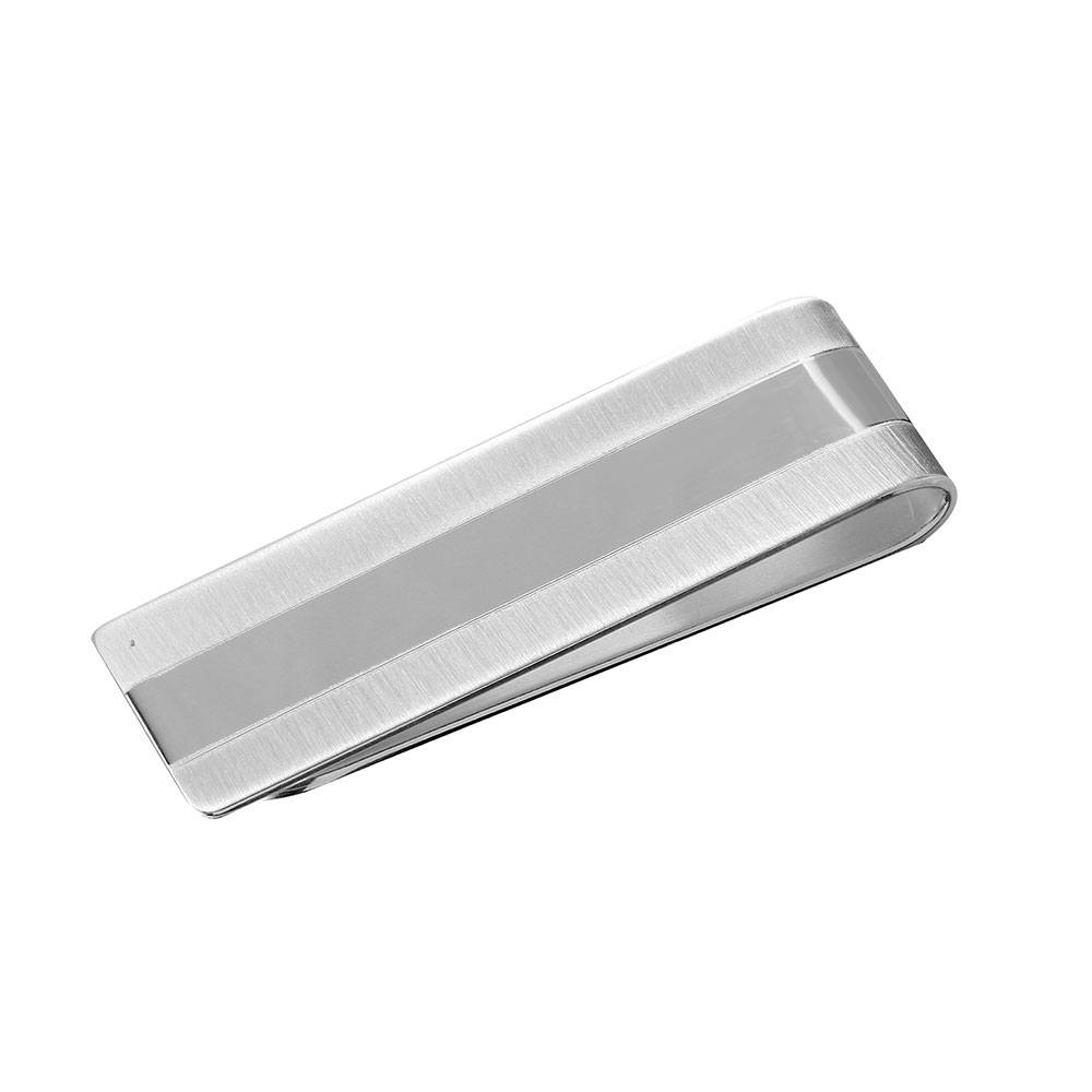 Sterling Silver High Polished And Matte Finished Money Clip