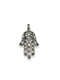 Sterling Silver Oxidized Filigree Hamsa Pendant