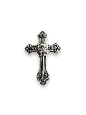 Sterling Silver Oxidized Celtic Cross Skull Clear CZ Pendant