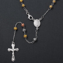 Load image into Gallery viewer, Sterling Silver High Polished 3 Toned Filigree Rosary