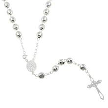 Load image into Gallery viewer, Sterling Silver Diamond Cut Beads Rosary Necklace