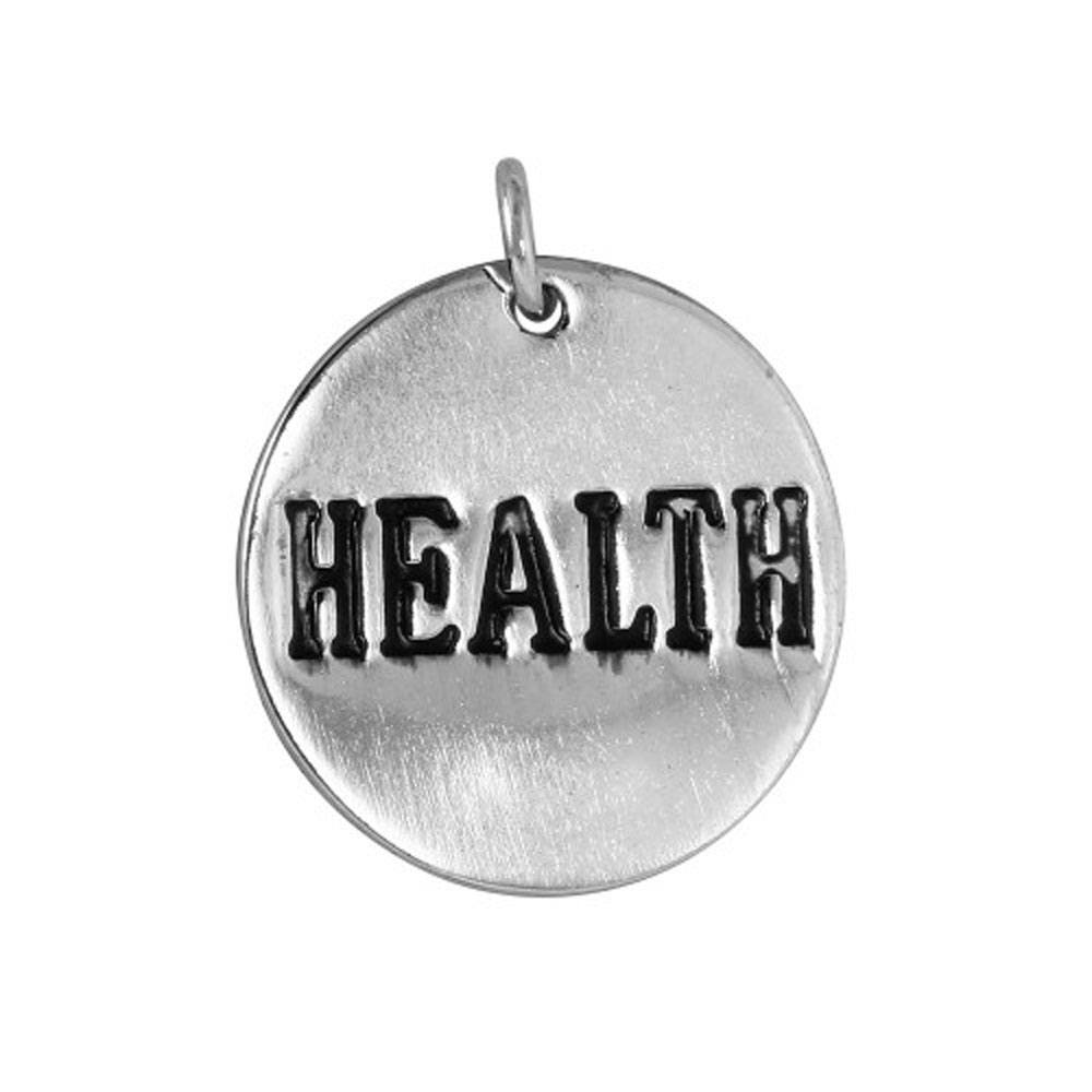 Sterling Silver \'Health\' Engraved Disc Pendent  Pendant