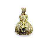 Sterling Silver Gold Plated Money Bag Hip Hop Pendant