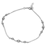 Sterling Silver Rhodium Plated Trio Bead Design Anklet