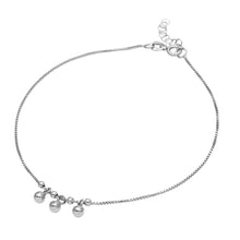 Load image into Gallery viewer, Sterling Silver Rhodium Plated Dangling Three Bead Anklet
