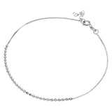 Sterling Silver Rhodium Plated DC Bead Anklet