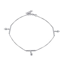 Load image into Gallery viewer, Sterling Silver Rhodium Plated Dangling Bar Beads Charm Anklet