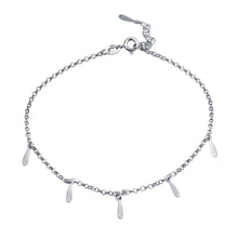 Load image into Gallery viewer, Sterling Silver Rhodium Plated Dangling Bar Charm Anklet