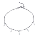 Sterling Silver Rhodium Plated Dangling Bar Charm Anklet