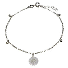 Load image into Gallery viewer, Sterling Silver Rhodium Plated Compass Disc with Dangling Beads Anklet