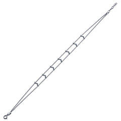 Sterling Silver Rhodium Plated Double Beaded Chain Anklet