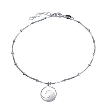 Load image into Gallery viewer, Sterling Silver Rhodium Plated Disc Wave Design Beaded Box Chain Anklet