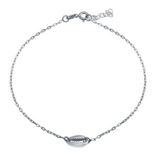 Load image into Gallery viewer, Sterling Silver Rhodium Plated Clam Mouth Chain Anklet - silverdepot