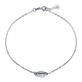 Sterling Silver Rhodium Plated Clam Mouth Chain Anklet