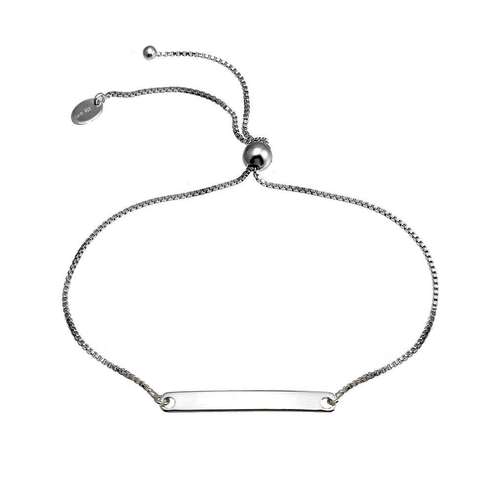 Sterling Silver Rhodium Plated Leaf Lariat Bracelet