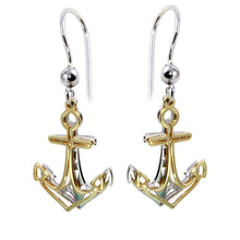 Load image into Gallery viewer, Sterling Silver Two Toned Flat Anchor Shaped Earrings