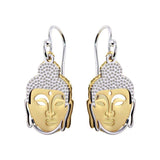 Sterling Silver Two Toned Flat Buddha Shaped Earrings