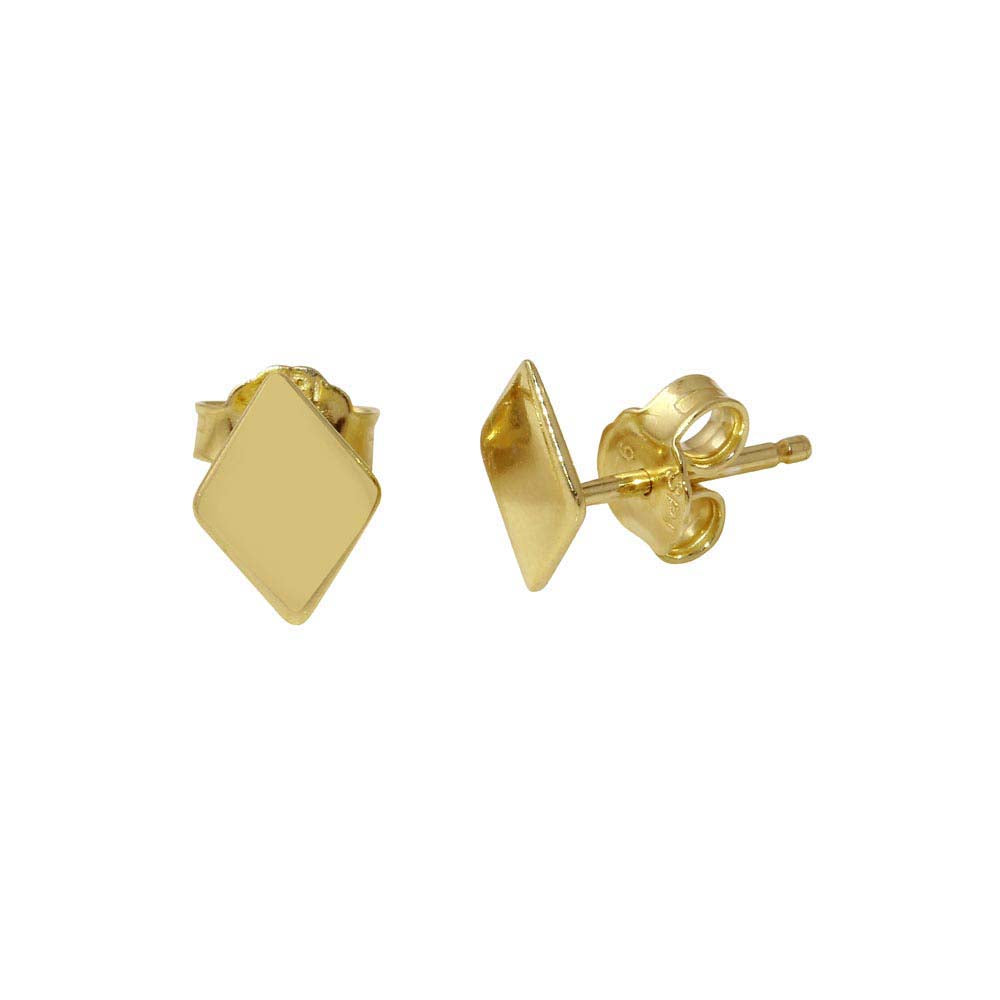Sterling Silver Rhodium Plated Flat Rhombus Stud Earrings
