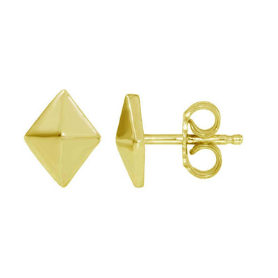 Sterling Silver Gold Plated Rhombus Stud Earrings