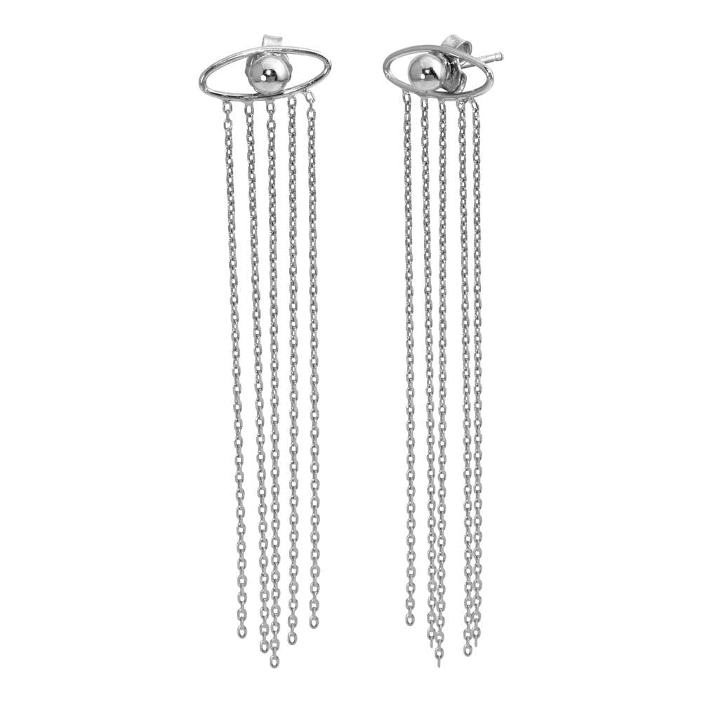 Sterling Silver Rhodium Plated Crying Eyes Stud Earrings