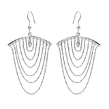 Sterling Silver Rhodium Plated Dangling Chain Earrings