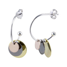 Load image into Gallery viewer, Sterling Silver Multi Plated Dangling Round Charm Earrings