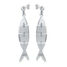 Load image into Gallery viewer, Sterling Silver Rhodium Plated Dangling Flexible Fish Earrings