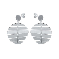 Sterling Silver Rhodium Plated Dangling Flexible Disc Earrings