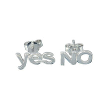Load image into Gallery viewer, Sterling Silver Rhodium Plated Yes And No Stud Earrings