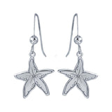 Sterling Silver Rhodium Plated Dangling Starfish Earrings