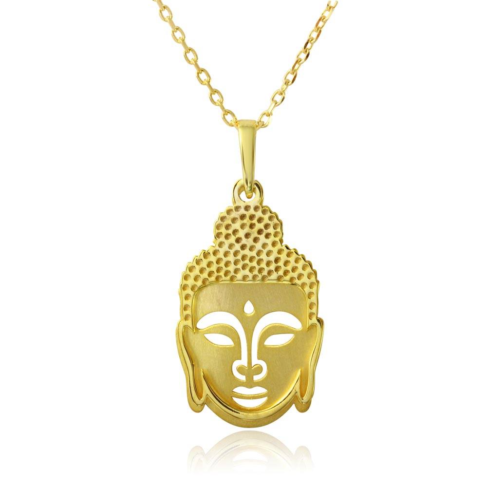 Sterling Silver Gold Plated Buddha Pendant Necklace