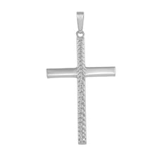 Load image into Gallery viewer, Sterling Silver Rhodium Plated Textured Cross Pendant