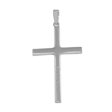 Load image into Gallery viewer, Sterling Silver Rhodium Plated Engraved Forever Cross Pendant