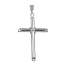 Load image into Gallery viewer, Sterling Silver Rhodium Plated Large Rope Hollow Cross Pendant